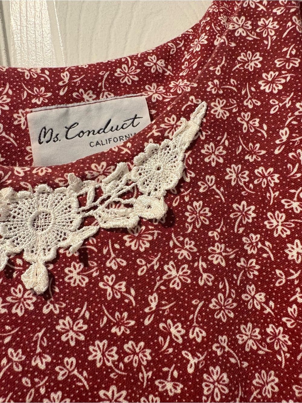 90’s Vintage Floral Maxi Dress in Dusty Rose with White Print - Picture 5 of 8